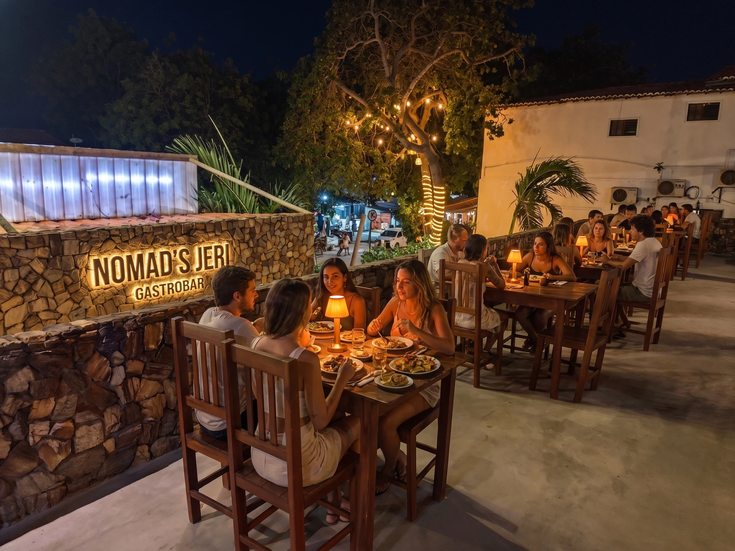 Pessoas jantando no Restaurante e Pizzaria Nomad's Jeri